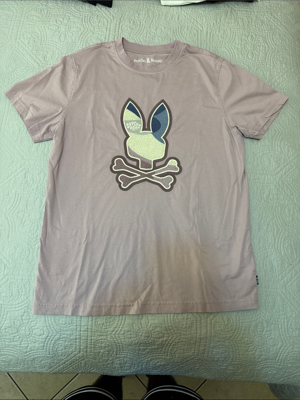 Psycho Bunny mens  Lilac Graphic Tee with Embroidered Logo